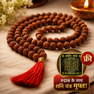 Premium Quality 108 Mukhi Rudraksha Mala — Free Shani Yantra