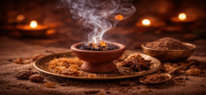 Home smouldering sambrani and incense (1)